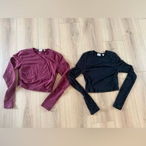 TNA burgundy & Sunday Best black crop tops both size small